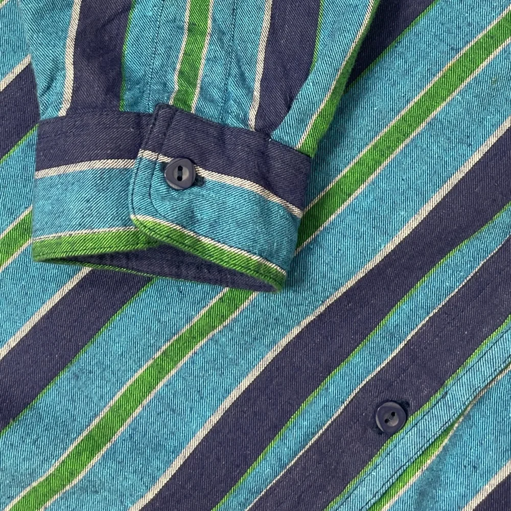 Vintage 80’s 90’s Levi’s Big E Vertical Striped Flannel Shirt Retro Streetwear